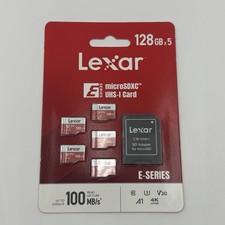 Lexar E-Series 5 PACK 128GB Micro SD microSDX UHS-I Flash 128GB W/ Adapter - NEW