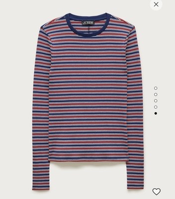 J. CREW Perfect rib long-sleeve T-shirt in stripe SIZE MEDIUM MULTICOLOR NWT