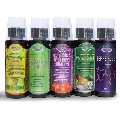 Organic Hydroponic Growth Starter Kit - Increase Yields with 4-Oz Sample Bottles