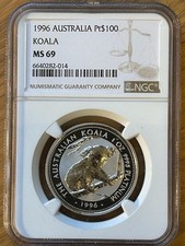 1996 AUSTRALIA PLATIN 100$ "KOALA" NGC MS69 TOP POP