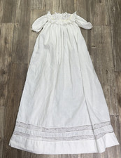 Antique Cotton Lace Christening Baptism Gown Edwardian Baby Dress