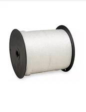 Nylon Rope Solid Braided 1/4in x 1000ft White Utility Strong Durable Weatherproo