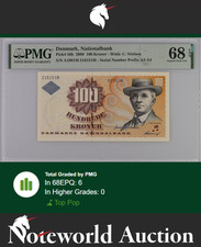Denmark Nationalbank 100 Kroner 1999 P 56a Prefix A0-A2 UNC PMG 68 EPQ TOP POP