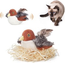 Rechargeable Flapping Bird Cat Toy with Lifelike Chirp Touch Activation