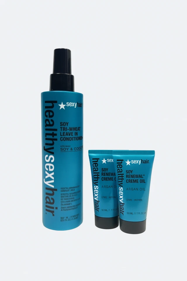 SEXY HAIR Sexyhair Healthy Soy Tri-wheat leave in Conditioner 250ml + 2 x Soy Renewal oil