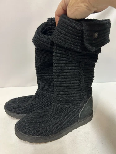 Stivali Ugg 6 neri all'uncinetto maglia morbida