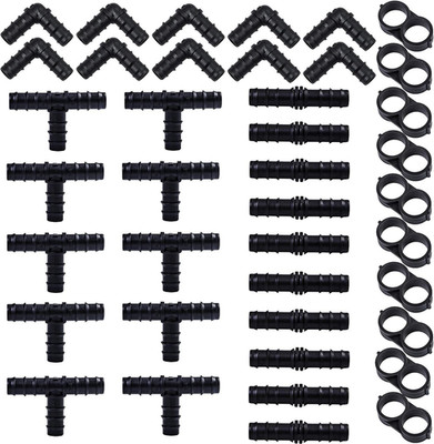 40 Pieces Drip Irrigation Fittings Kit 1/2'' Tubing Set, 10 Tees, 10 Couplings, 1
