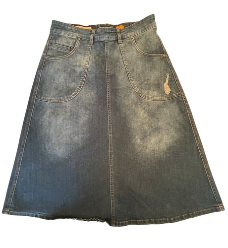 Pilcro & The Letterpress Midi Denim Skirt Size 6 Anthropologie Stone Wash Y2K - Picture 1 of 13