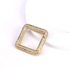 1PC 18K Gold Plated CZ Pave Carabiner Clasps, Push In Closure Connector GWJ03