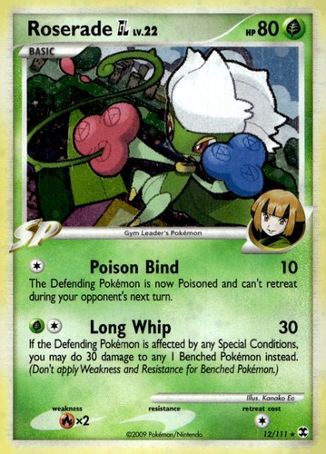 Roserade GL 12/111 Holo Rare Rising Rivals Pokemon LP/MP