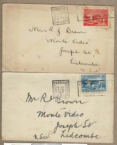 Australia 1932 Sydney Harbour Bridge Celebrations Cover x 2 2d Letterpress 3d