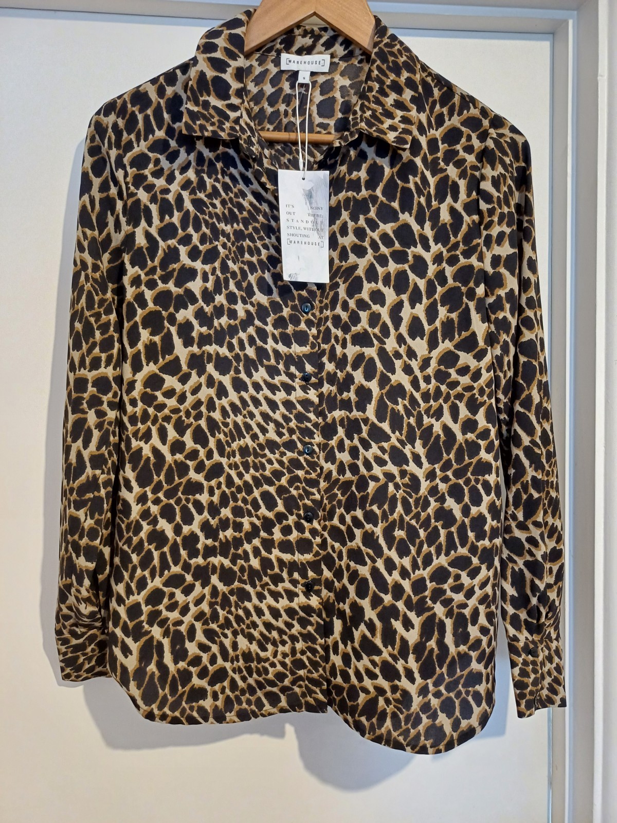 BNWT Leopard Print Shirt Womens Size 8 Long Sleeve Rrp £39 Smart Christmas Party