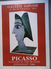 PICASSO Affiche originale 86 Tôle découpée Sculpture Femme Galerie SAPONE Nice