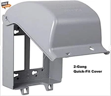 Weatherproof Electrical Box Cover Quick-Fit  Outdoor Die Cast Metal Double Gray