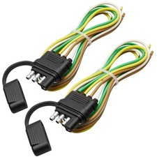 MECMO 2-Pack 4-Way Flat Trailer End Connector 25 Inch, 16AWG 4 Prong Wiring Harn