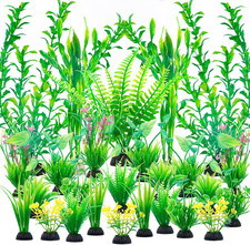 Ameliade Aquarium Artificial Green Plastic Plants Decorations 26 PCS Large Fish