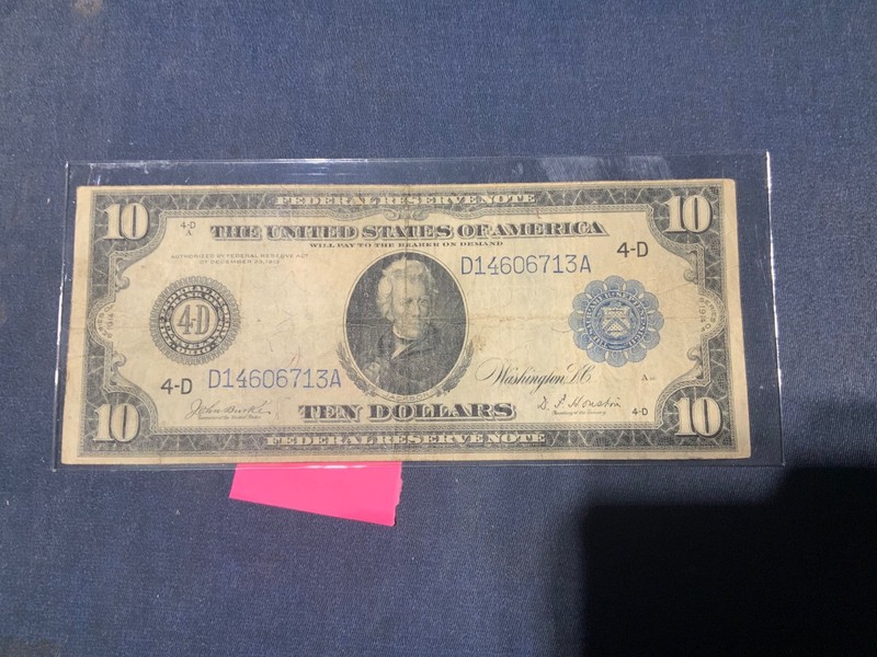 1914 $10 Federal Reserve Note Circulated Large Size Banknote