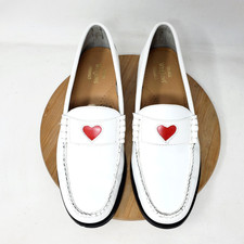 Weejuns Bass Loafer Shoes Women 7 Whitney Love White Leather Heart Moc Toe Penny