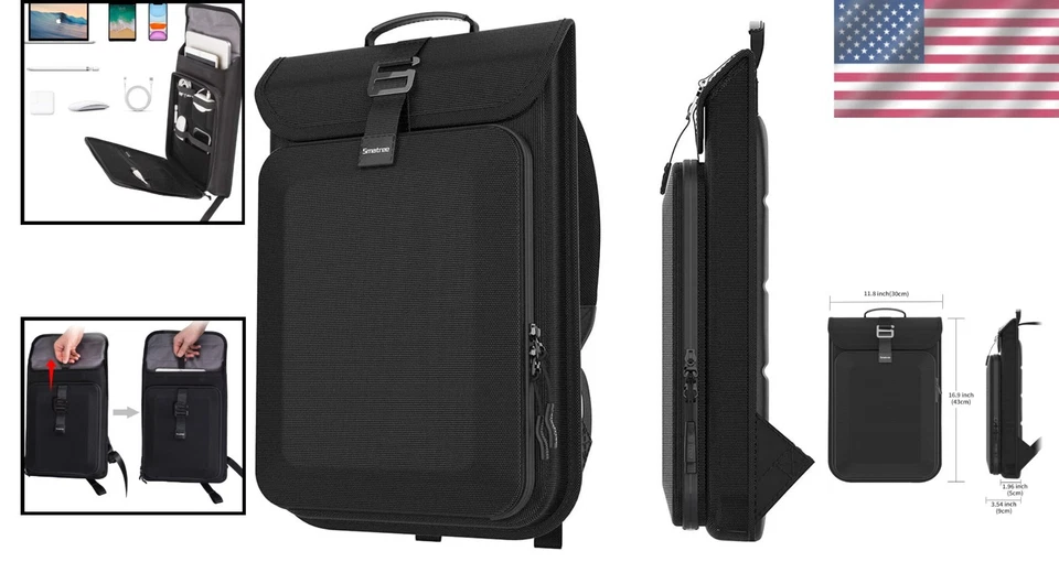 Elegante mochila delgada para computadora portátil de negocios para dispositivos de 13-16 pulgadas, doble compartimento Foto 2 de 4