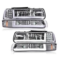 LED DRL Amber Headlights Chevy Silverado 99-02 Tahoe Suburban 00-06 2Pcs