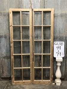 Antique French Double Doors (44x79) 10 Pane Glass, European Reclaimed G138