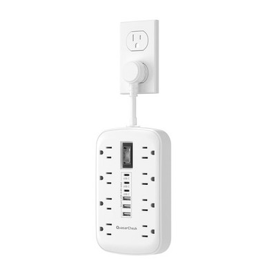 2 Inch Short Extension Cord Small Power Strip Extender 8 AC Outlets 6 USB Wall