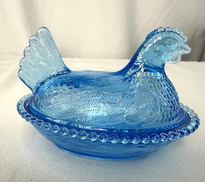 Indiana Style Acrylic Blue Hen On Nest Chicken Dish Cottage Core Farmhouse