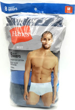 Hanes Men's Tagless Briefs 8-Pack Our Softest Cotton Assorted Blues Size M
