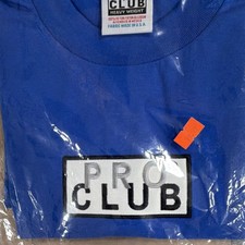 Pro Club Heavyweight Blue Men's T-Shirt Crew Neck Short Sleeve box logo