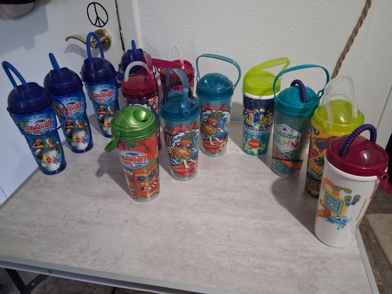 Lot Of 13 Whirley Schlitterbahn Hawaiian Falls NRH2O Great Wolf Lodge Travel Cup