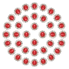 12mm Sunflower Pearl Sew on Rhinestones 200 Pcs for Bedazzling, Red