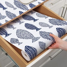 Blue Shelf Liner for Kitchen Cabinets Non Adhesive Drawer Liners Non Slip Cupboa