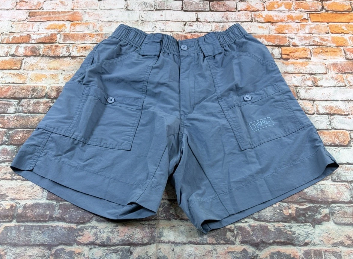 Aftco Shorts Adult 30 Blue Cargo 8" Fishing Preppy Boating Boat Outdoors Mens