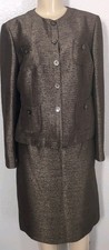 Le Suit Women Brown Metallic Skirt  Blazer Suit Size 10