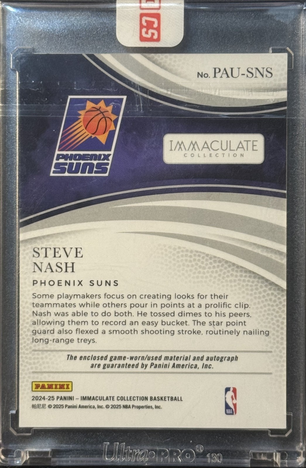 Factory sealed 2024-25 Panini Immaculate Steve Nash #PAU-50 Patch Auto /49 view 2