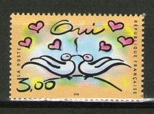TIMBRE 3229 NEUF XX LUXE - COUPLE DE TOURTERELLES - COEURS - OUI