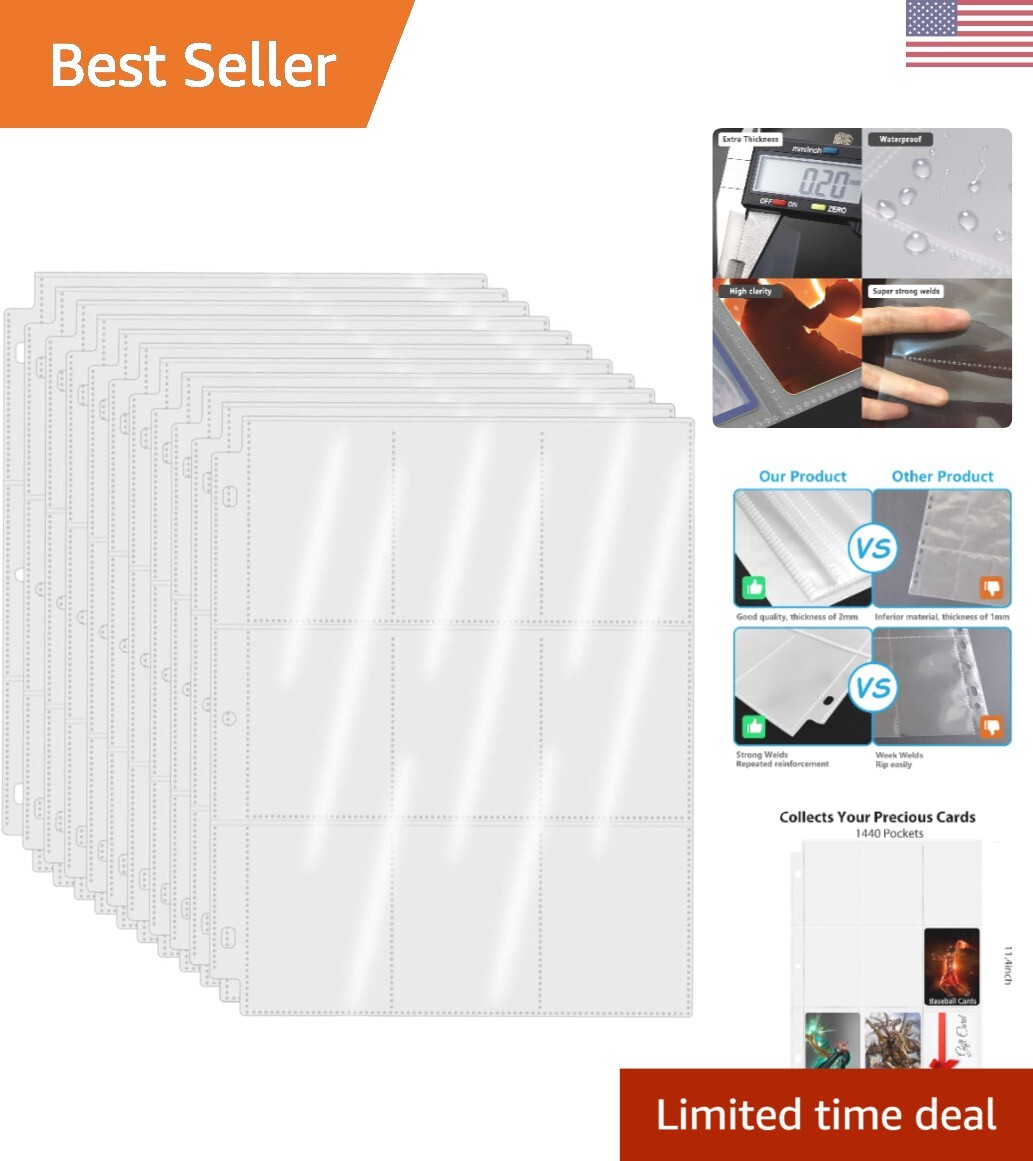 High-Quality Large Capacity Trading Card Sleeves - 80 Pages, 1440 Pockets High-Quality Large Capacity Trading Card Sleeves - 80 Pages, 1440 Pockets