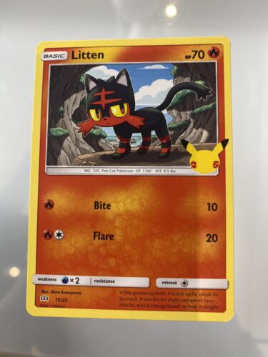 Litten 15/25 Non Holo McDonalds 25th Anniversary Promo Pokemon Card - Picture 1 of 1