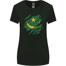 Torn Mauritania Flag Mauritanian Day Football Womens Wider Cut T-Shirt