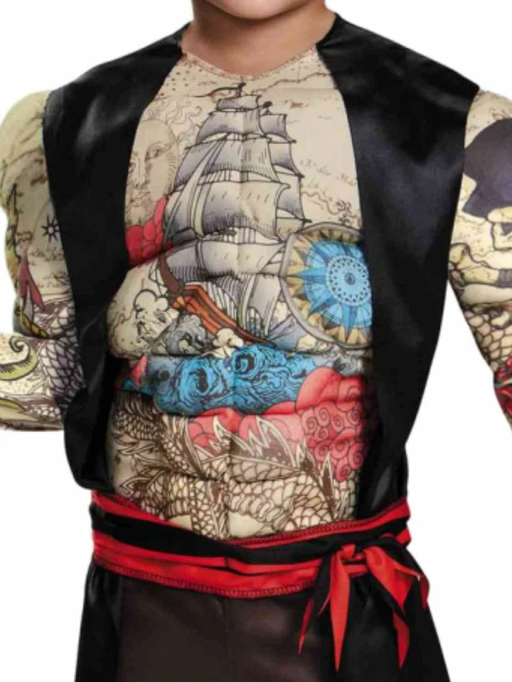 Toddler Boys Tattooed Inked Pirate With Muscles Halloween Costume 2T - Image 2 of 3