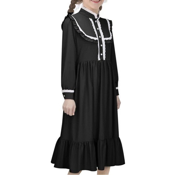 Vestido SCARLET DARK Victoriano Niñas Pionero Colonial Pradera Talla 12Y Negro Foto 2 de 4
