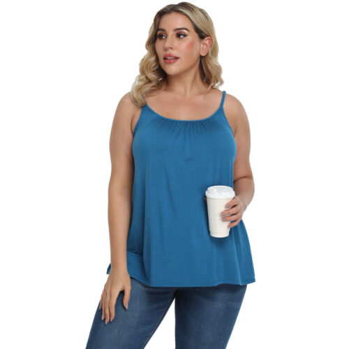 Damas Chaleco de Algodón Liso Prenda para el torso Cami con Correas sin Tanque Mujeres Camisa con Sujetador Incorporado - Imagen 21 de 41
