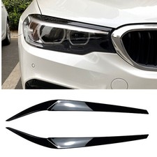 2x Headlight Eyelid Eyebrow Trim For Bmw 5 Series G30 525i 2017-2023 Gloss Black