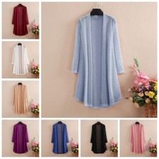 Lady Sheer Cardigans Midi Ice Silk Mesh Coat Jackets Summer Beach Outwear Casual