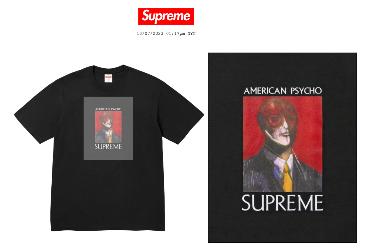 SUPREME AMERICAN PSYCHO TEE (BLACK) (XL) FW23 BANDANA CAMO SUPREME AMERICAN PSYCHO TEE (BLACK) (XL) FW23 BANDANA CAMO