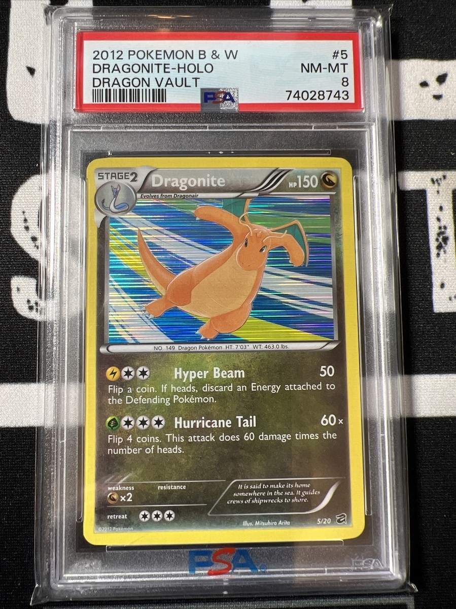 2012 Pokemon Black & White Dragon Vault 5 Dragonite Holo PSA 8 NM
