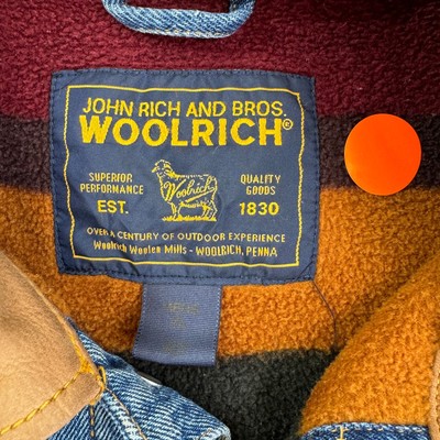 Vintage Woolrich Denim Jacket Fleece Blanket Lined Mens Extra 