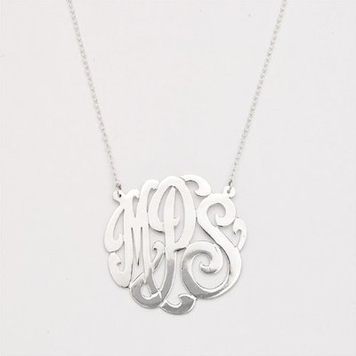 .925 Sterling Silver Custom Three Letter Initial Monogram Pendant 