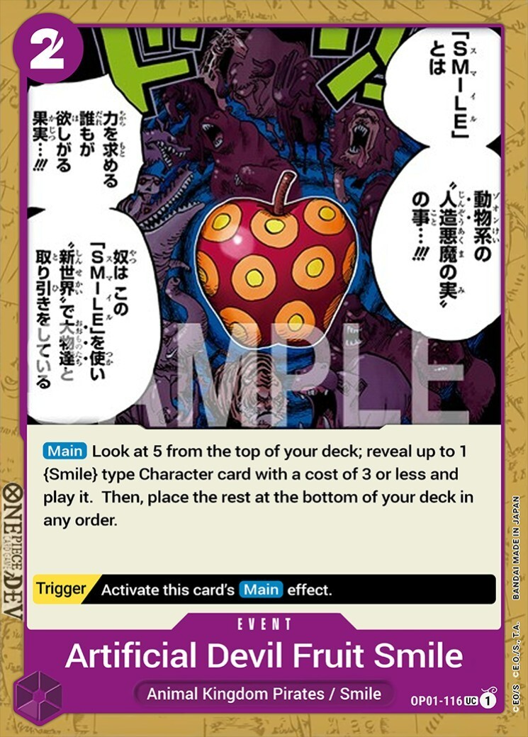 Artificial Devil Fruit Smile [ONE PIECE TCG] Card Game [NEAR MINT NM] OP01-116