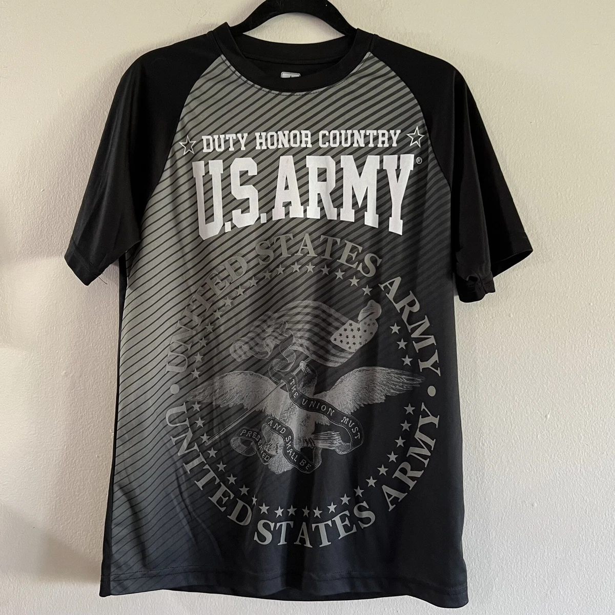 US Army Men s Black Dri Fit Duty Honor Country T Shirt Medium eBay